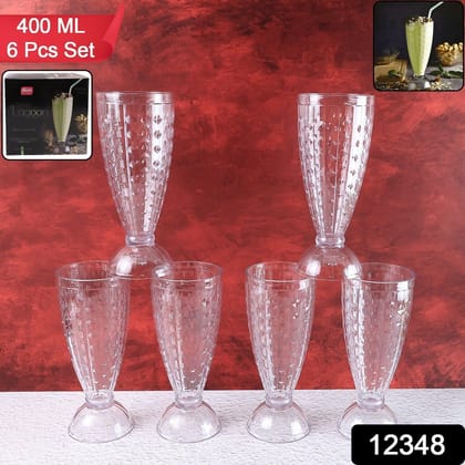 Supermom Transparent Plastic Milkshake Glass Set (400ML / 6 Pc) | Assorted Colour