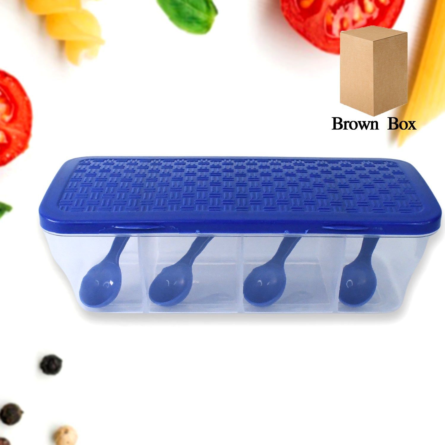 Kitchen Multipurpose Air-tight 4 Sections Storage Containers / Masala Box (1 Set)