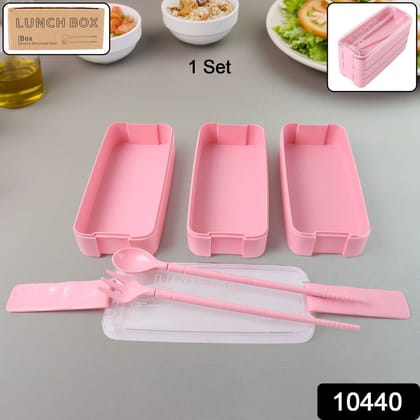 Eco-Friendly 3-Layer Stackable Lunch Box Set with Cutlery Eco-Friendly 3-Layer Stackable Lunch Box Set with Cutlery