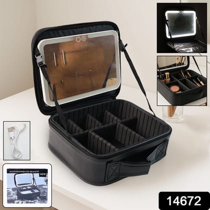 Black Premium LED Light Makeup Organizer Box (1 Pc)