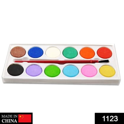 Painting Water Color Kit - 12 Shades and Paint Brush (13 Pcs)