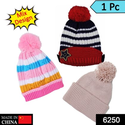 Cap for Winter Woolen Knitted Black Inside Fur Caps