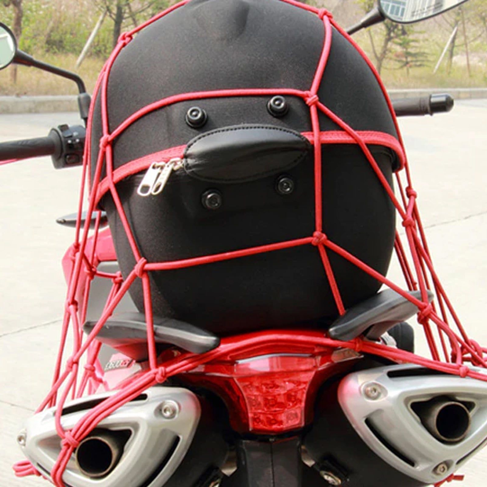 Heavy-Duty Elastic Bungee Cargo Net Mesh Holder - 4 Adjustable Hooks for Motorcycle Tank and Helmet, Octopus Holder for Backpacks and Helmets