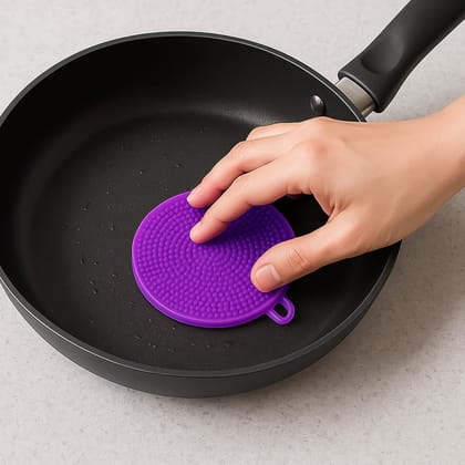 Purple Silicone Dish Scrubber Sponge Mildew Free, Non Stick, Heat Resistant
