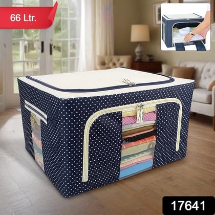 Foldable Steel Frame Clothes Living Storage Organizer Handled Bag 60cm X 43cm X 32cm