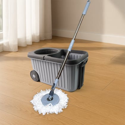 Apex Magic Spin Mop Cleaning Set with Dual Chamber Bucket & Wheels Apex Magic Spin Mop Cleaning Set with Dual Chamber Bucket & Wheels