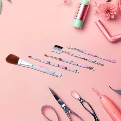 Floral Makeup Brush Set for Eyes, Lips, and Face (5 Pc)