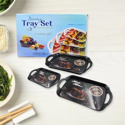 Serving Tray Set  (Pack of 3 Pcs / Multicolor / Mix Size) | Assorted Colour