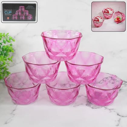 6pc Diamond shape ice cream bowl set | Assorted Colour 6pc Diamond shape ice cream bowl set | Assorted Colour