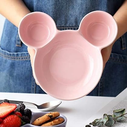 Mickey Shaped Kids / Snack Serving Sectioned Plate | Assorted Colour