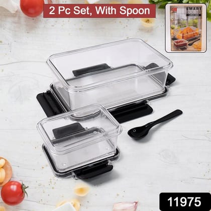 Plastic Kitchen Storage Container Big 800 ML & Small 250 ML with Air Seal Lock Lid & Spoon Plastic Kitchen Storage Container Big 800 ML & Small 250 ML with Air Seal Lock Lid & Spoon