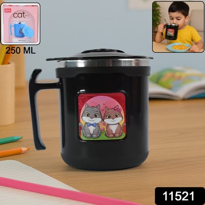 1 Pc Apex Cat Mug – 250 ml Stainless Steel Insulated Inner with Cute Cat Print | Assorted Colour