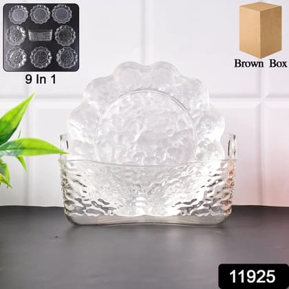 9 in 1 Plastic Bowl With Serving Tray / Plates Set | Assorted Colour