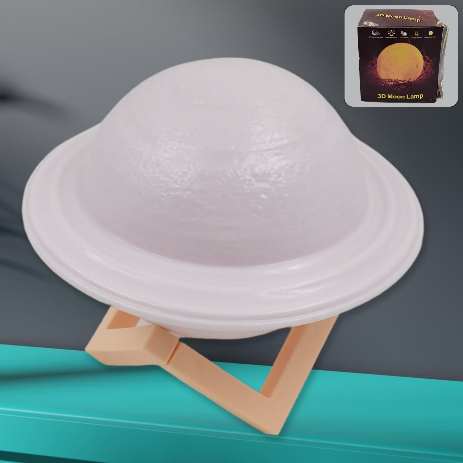 3D Saturn Lamp Home Decoration Bedside Night Light With Base (1 pc / Multicolor)assorted colour