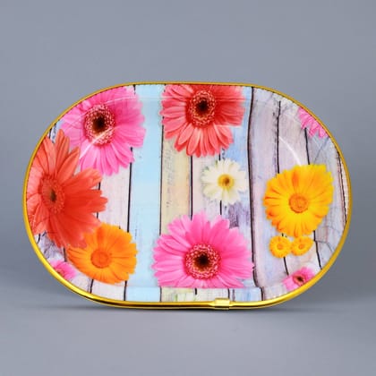Medium Plastic Flower Printed Design Serving Tray (1 Pc / 31 x 21 CM / Mix Color) Medium Plastic Flower Printed Design Serving Tray (1 Pc / 31 x 21 CM / Mix Color)