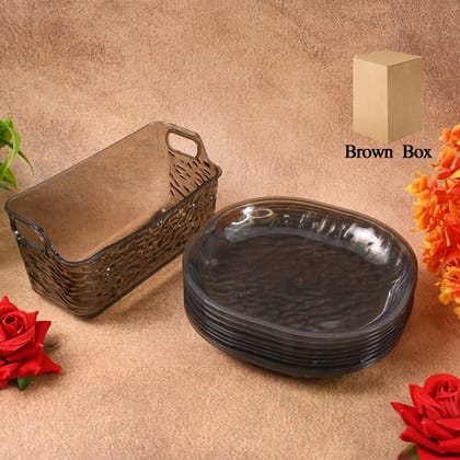 Plastic Household Plates Dinner Plates Dish Tray Skewer Bone Plate Set (10 Pcs Set) | Assorted Colour