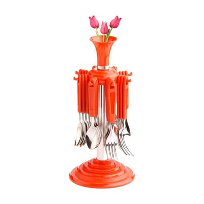 New Stylish 24 Pcs Plastic, Stainless Steel Cutlery Set (Pack of 24) | Assorted Colour