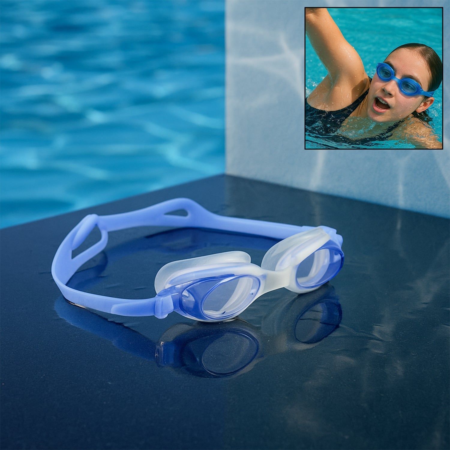 Adjustable Anti-Fog Swimming Goggles with UV Protection and Soft Silicone Strap