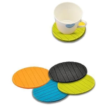 6 pcs Useful Round Shape Plain Silicone Cup Mat Coaster Drinking Tea Coffee Mug Wine Mat for Home | Assorted Colour