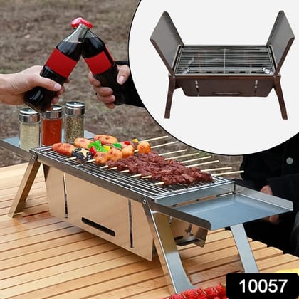 Portable BBQ / Barbecue Grill Stainless Steel Folding Charcoal Grill (1 Set / Net Weight : 2207 GM)