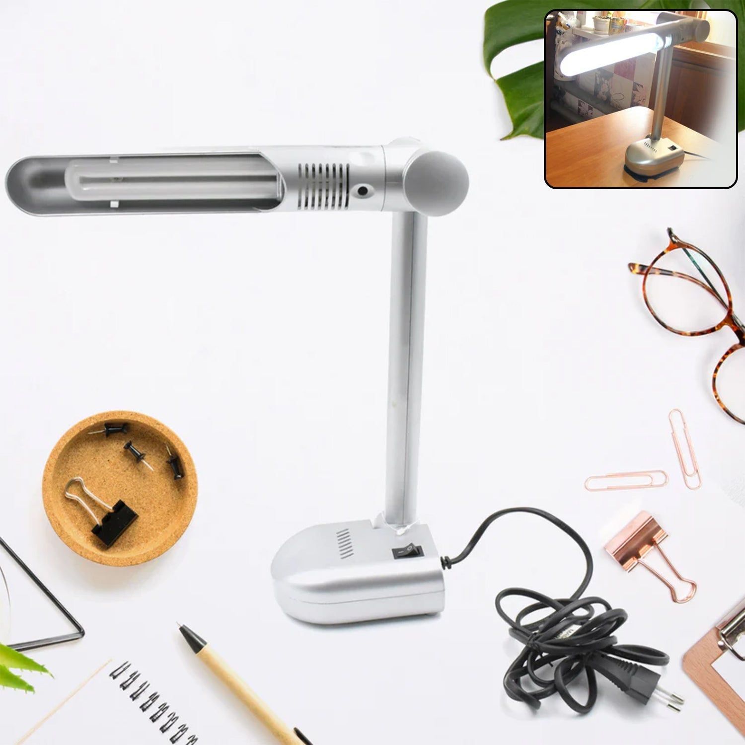 Multifunctional LED Desk Lamp Dimmable Office Lamp Children’s Student Desk Lamp Reading Lamp  White Eye-Caring Desk Light, Energy Saving Desk Lamp Table Lamp - Study Desk Lamp (1 Pc)