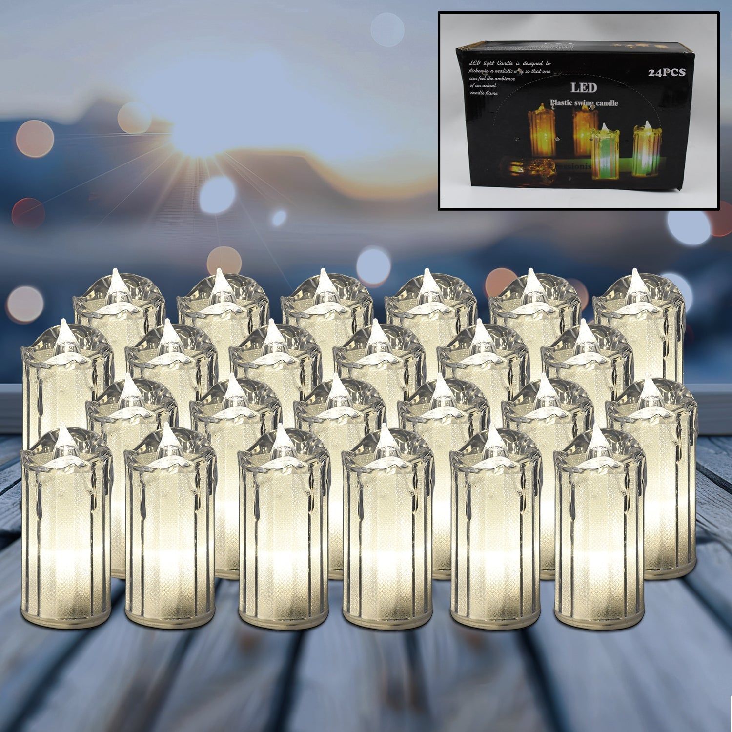 24 Pc Flameless and Smokeless Decorative Melting Candles LED Tea Light Candle Flickering Electronic Candle, Diwali
