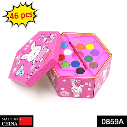 Colouring Combo Colors Box Color Pencil,Crayons, Water Color, Sketch Pens Set of 46