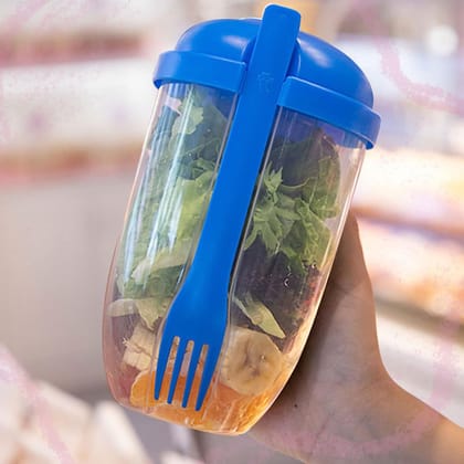 Fruit and Vegetable Salad Cups Easy Clean Salad Mixing Cup for Business People for Business Travel (1Pc) | Assorted Colour