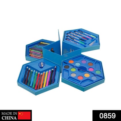 46 Pcs Plastic Art Colour Set with Color , Crayons, Oil Pastel and Sketch Pens