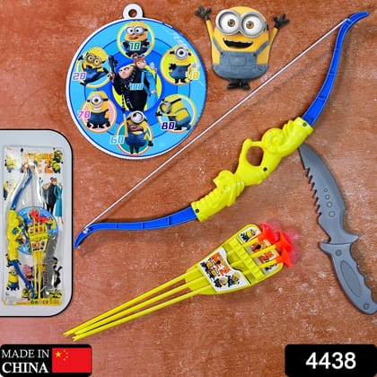 Plastic Archery Bow and Arrow Toy Set with single knife and 3pc Arrow and Target Board,