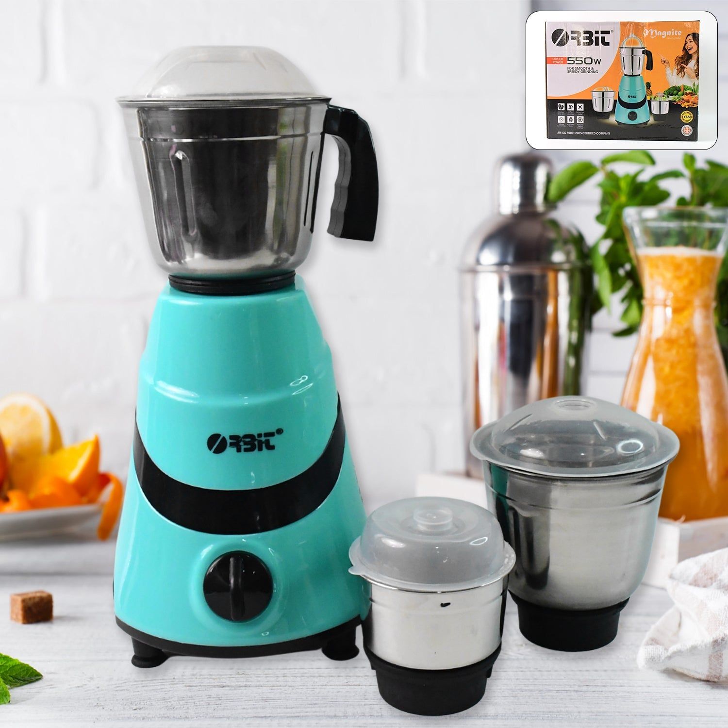 Orbit Mixer Grinder with 3 Stainless Steel Jars - 550w