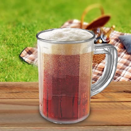Unbreakable Drinking Plastic Type Glass Set, Beer Mug, Set of 4 PCs, Transparent | Assorted Colour